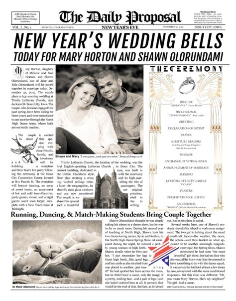 wedding newspaper template|newspaper wedding announcement.